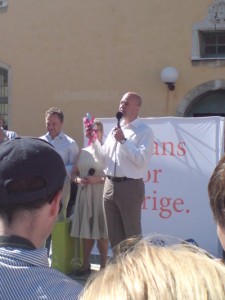 Fredrik Reinfelt, Maud Olofsson och Jan Björklund i Almedalen för många år sedan.